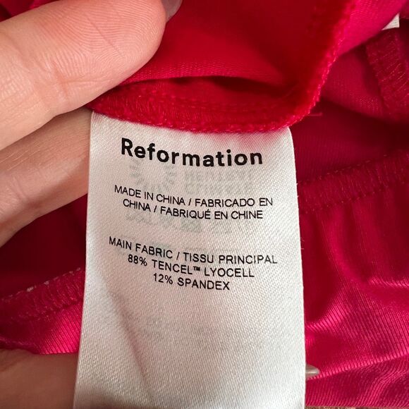 Reformation Rika Wrap Midi Skirt XS Hot Pink Lyocell Tie Waist Vacation - Picture 6 of 7